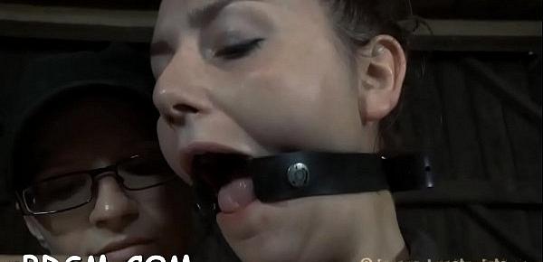  Caged up beauty is forced to give stud wild wang sucking